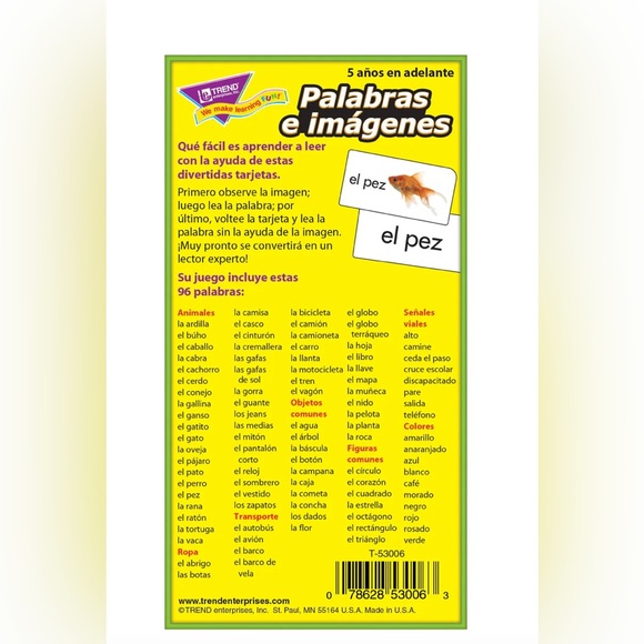 Palabras e imágenes (Spanish) Skill Drill Flash Cards NEW - Picture 4 of 4